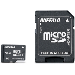 UHS-I Class1 microSDHCカード SD変換アダプター付 8GB RMSD-008GU1SA
