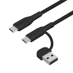 X}[gtHpUSBP[u/2in1/Type-C to Type-C+Type-A/PD60W/^t/f[^]/fɋ/1.5m/ubN