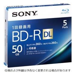 ビデオ用BD-R 追記型 片面2層50GB 4倍速 ホワイトワイドプリンタブル 5枚パック 5BNR2VJPS4
