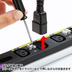 サンワサプライ 19インチサーバーラック用コンセント 200V(30A) 抜け防止ロック機能付き TAP-SV23012LKN