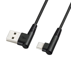 サンワサプライ USB2.0 TypeC - Aケーブル（L字コネクタ）（ブラック 