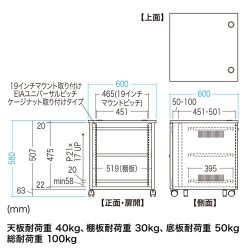サンワサプライ 19インチマウントボックス(10U D600) CP-501