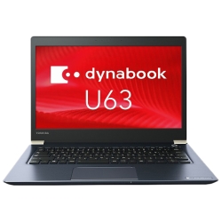 dynabook U63/H:Core i7-7600UA8GBA256GB_SSDA13.3^FHDAWLAN+BTAWin10 Pro 64 bitAOffice PU63HAC4417AD11