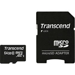 64GB microSD w/ adapter Class10 TS64GUSDXC10