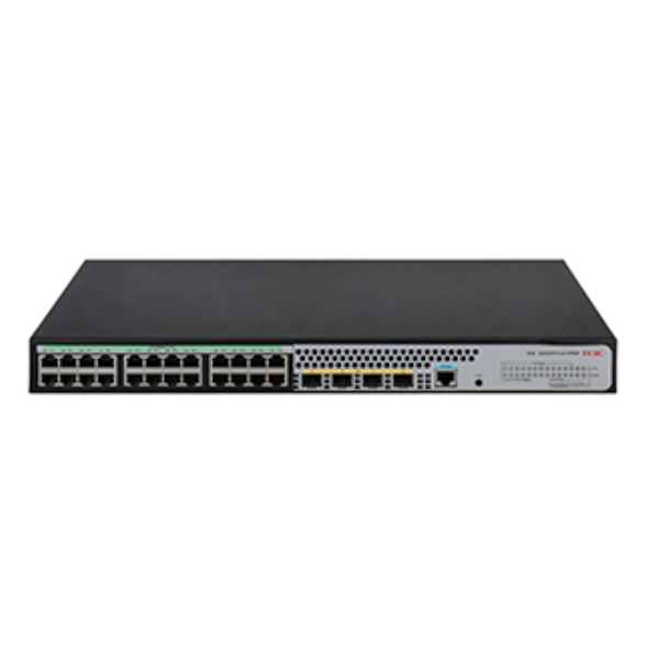 H3C S5024PV5-EI-HPWR L2 Ethernet Switch with 24*10/100/1000BASE-T PoE+ Ports (AC 370W) and 4*1000BASE-X SFP PortsA(AC) 9801A41K