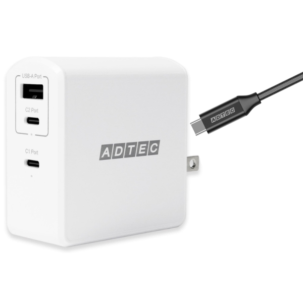 Power DeliveryΉ GaN AC[d/105W/USB Type-A 1|[g Type-C 2|[g/zCg & Type-C to CP[uZbg APD-A105AC2-wC-WH