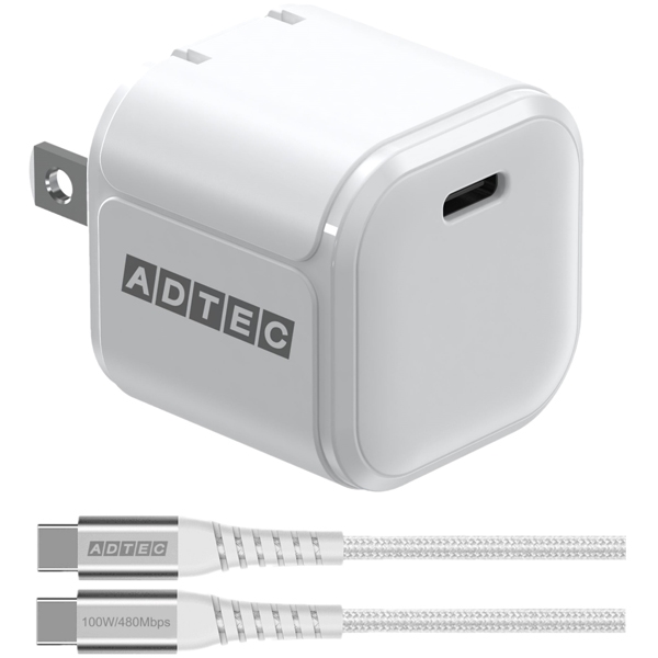 Power DeliveryΉ GaN AC[d/45W/USB Type-C 1|[g/zCg & Type-C to CP[uZbg APD-V045C-wC-WH