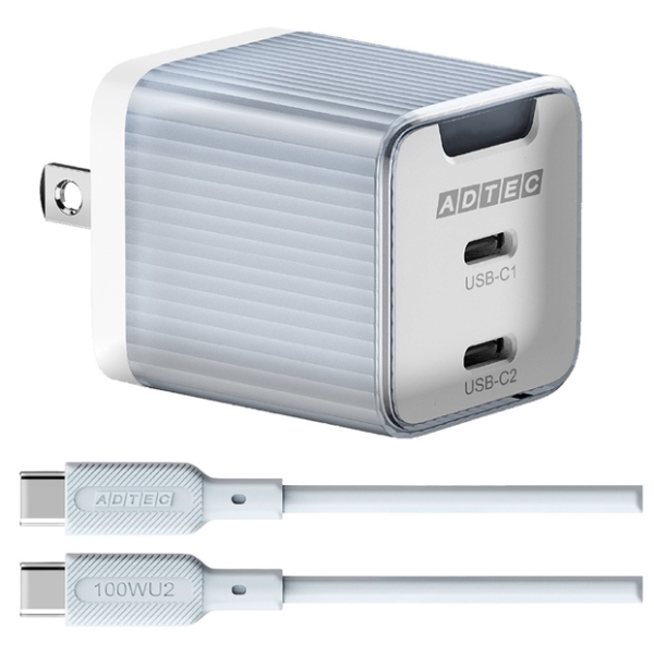 PDΉ AC[d/GaN/45W/USB Type-C 2|[g/u[&Type-C to CP[uZbg APD-V045C2-BL-SC10U2