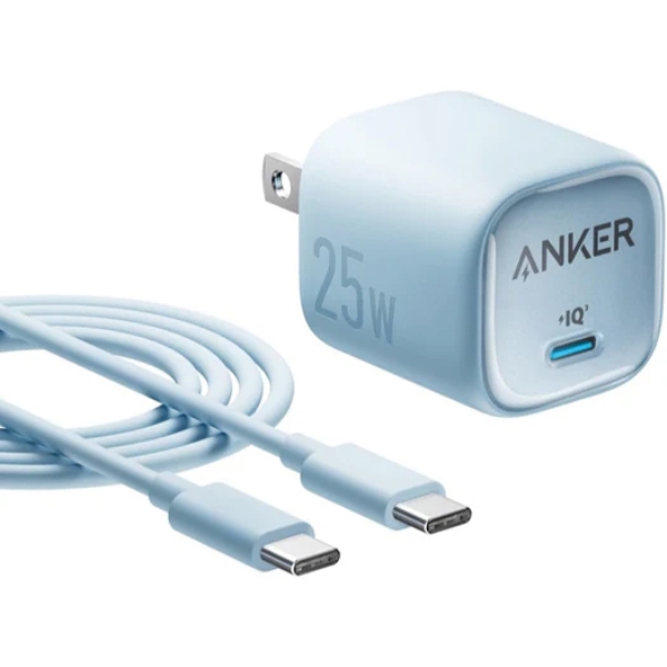 Anker Charger (25W) with USB-C & USB-C ケーブル (ブルー) B2656131