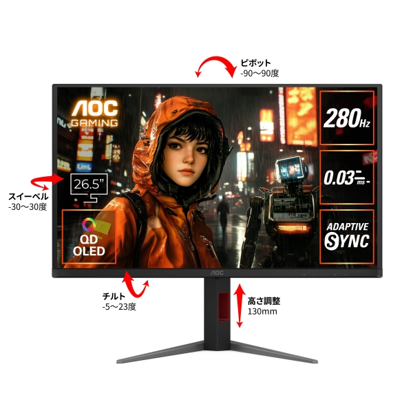 AOC ゲーミング液晶ディスプレイ 26.5型/2560×1440/HDMI