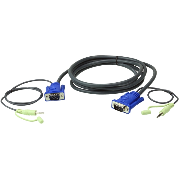 10M VGAオス-オス ケーブル 3.5mm ステレオオーディオプラグ付き 2L-2510A