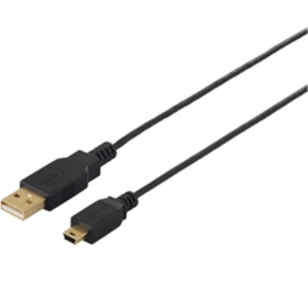 USB2.0ケーブル(A to miniB) スリムタイプ 1.5m ブラック BSUAMNSM215BK