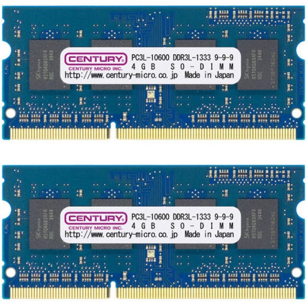 m[gp PC3L-10600/DDR3L-1333 8GB kit(4GBx2) 204pin SODIMM 1.5/1.35Vp { CK4GX2-SOD3LU1333