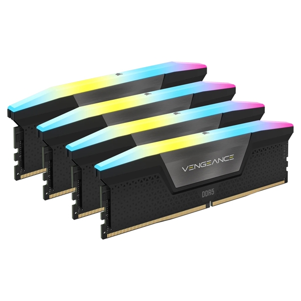 DDR5 5600MT/s 128GB(32GBx4) UDIMM 40-40-40-77 XMP 3.0 VENGEANCE RGB DDR5 Black 1.25V CMH128GX5M4B5600C40