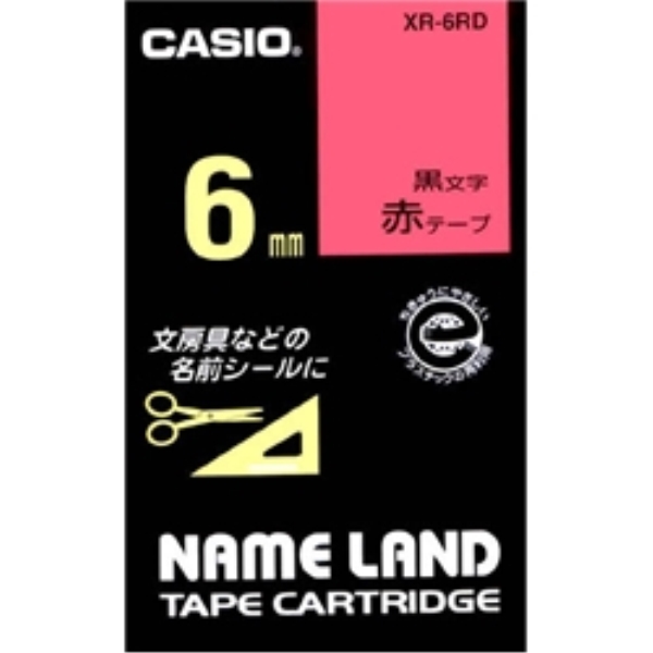 ネームランド用スタンダードテープ 6mm 赤/黒文字 XR-6RD