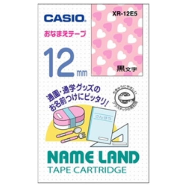 ネームランド用おなまえテープ 12mm ハート柄 XR-12E5