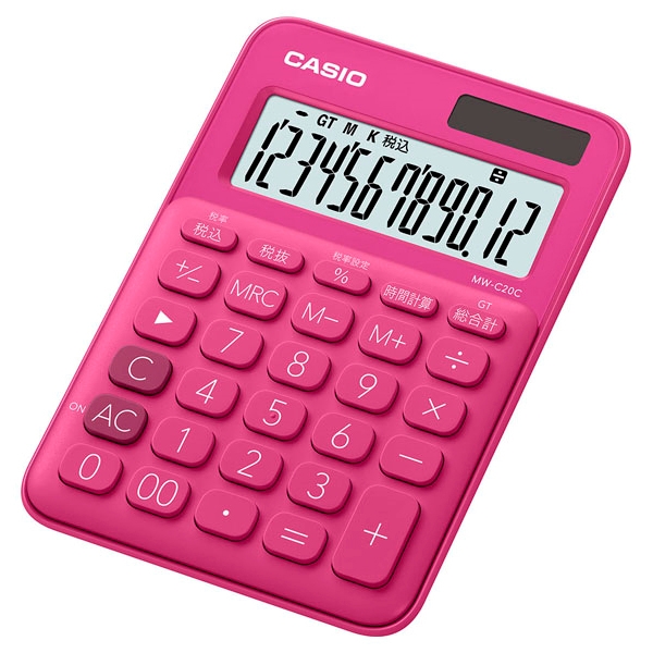 カラフル電卓 ミニジャストタイプ ビビッドピンク MW-C20C-RD-N