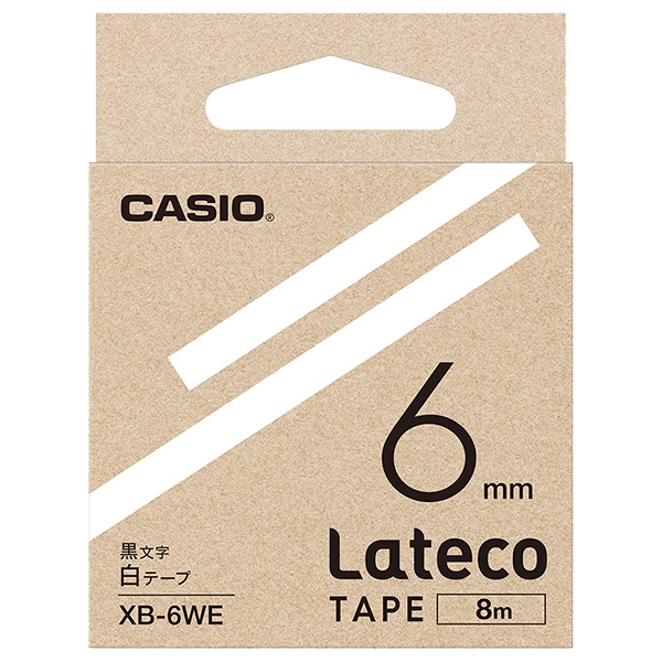 Lateco用テープ 6mm 白/黒文字 XB-6WE