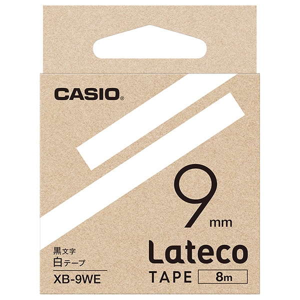 Lateco用テープ 9mm 白/黒文字 XB-9WE