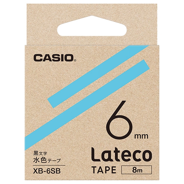 Lateco用テープ 6mm 水色/黒文字 XB-6SB