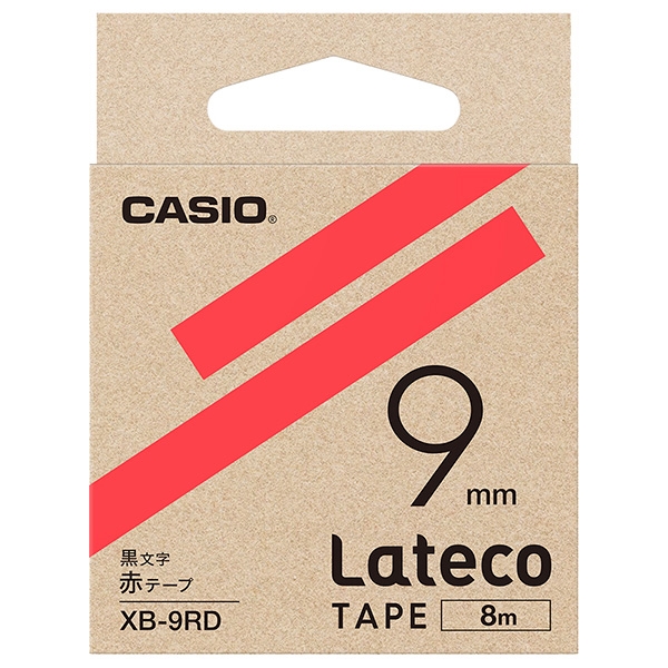 Lateco用テープ 9mm 赤/黒文字 XB-9RD