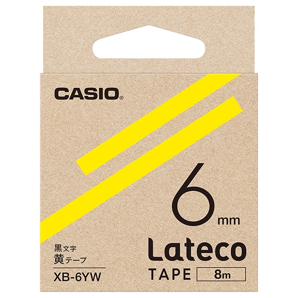 Lateco用テープ 6mm 黄/黒文字 XB-6YW