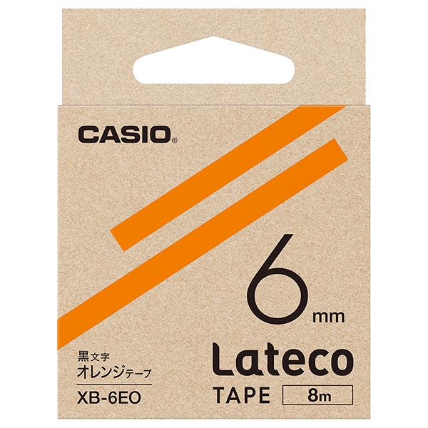 Lateco用テープ 6mm オレンジ/黒文字 XB-6EO