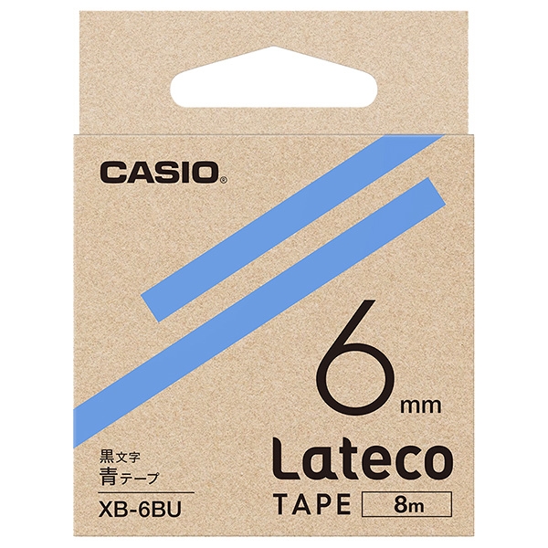 Lateco用テープ 6mm 青/黒文字 XB-6BU