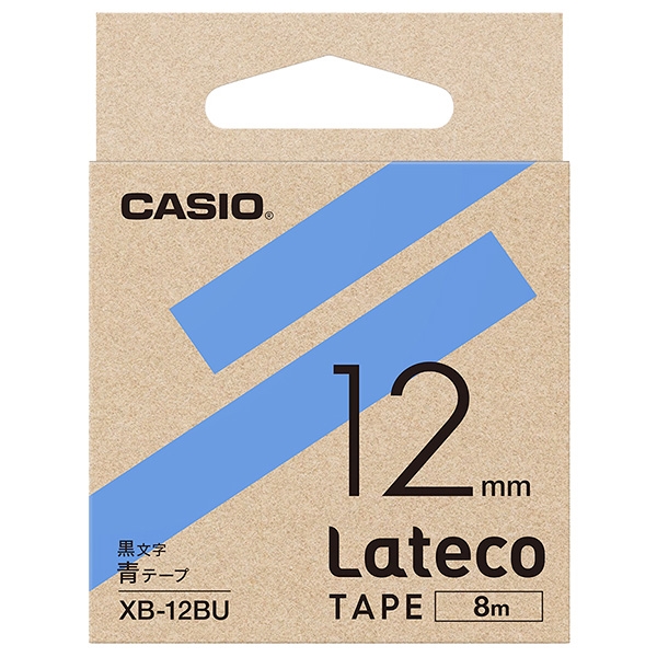 Lateco用テープ 12mm 青/黒文字 XB-12BU
