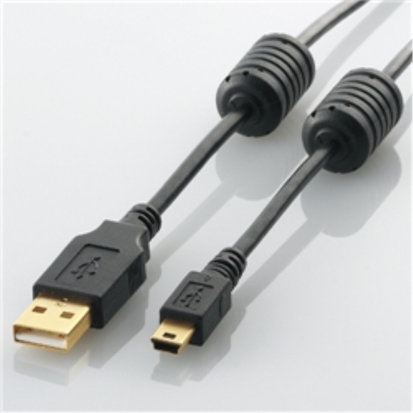USB2.0ケーブル/フェライトコア付 A-miniBタイプ/1.0m(ブラック) U2C-MF10BK