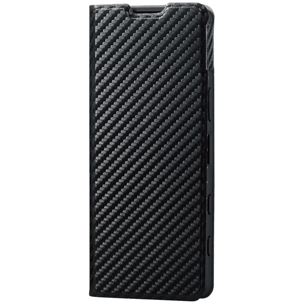 Xperia 5 III(SO-53B/SOG05)用レザーケース/手帳型/UltraSlim/薄型/磁石付き/カーボン調(ブラック) PM-X214PLFUCB