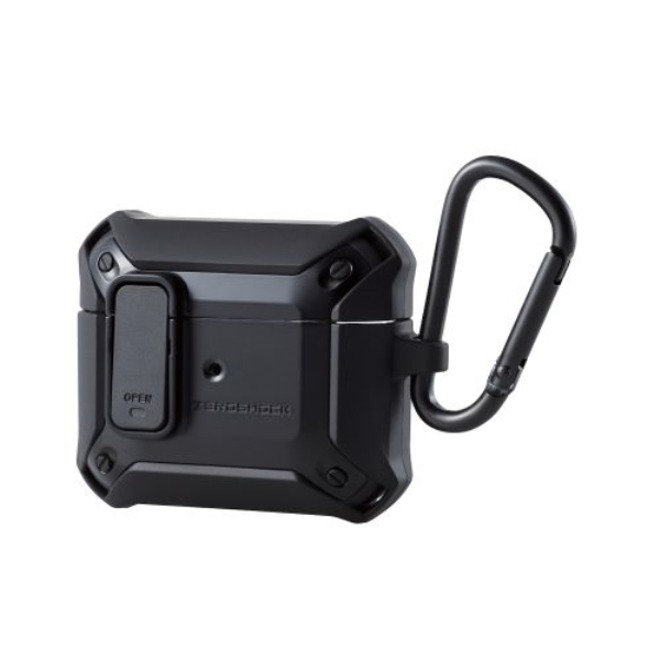 AirPods 第3世代対応アクセサリ/ZEROSHOCK Lockケース/ロック機能/カラビナ付き/ブラック AVA-AP3ZEROLBK