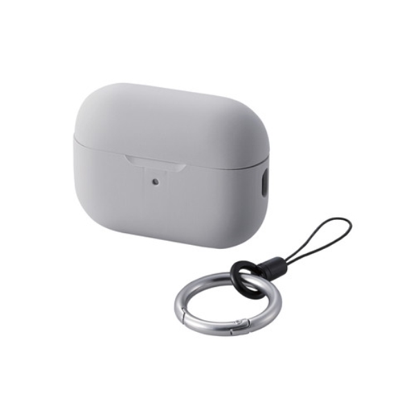 AirPods Pro 第2世代対応アクセサリ/シリコンケース/カラビナ付き/グレー AVA-AP4SCGY
