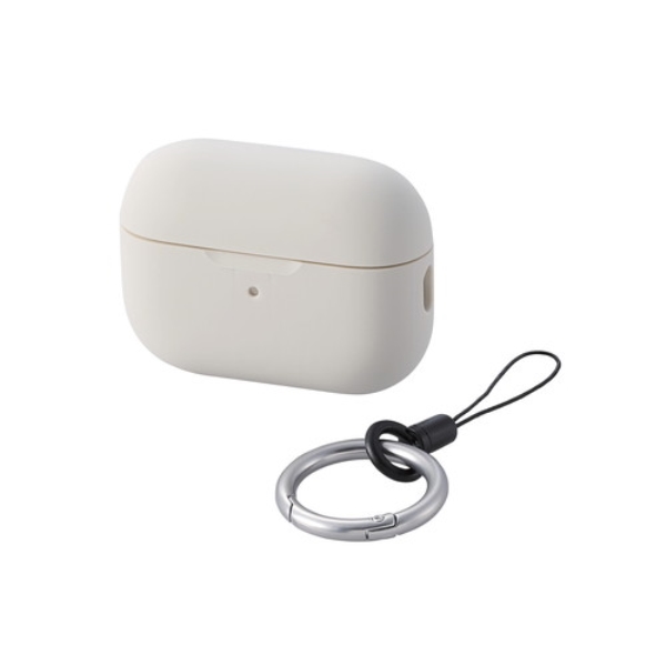 AirPods Pro 第2世代対応アクセサリ/シリコンケース/カラビナ付き/アイボリー AVA-AP4SCIV