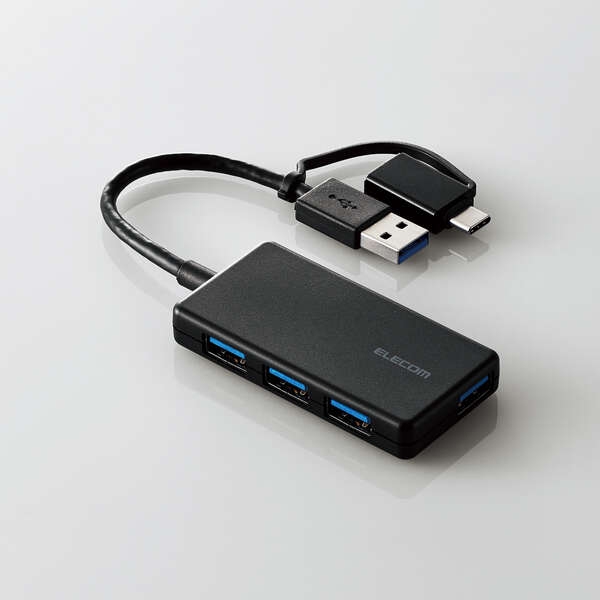 USB HUB/USB5Gbps/Type-CϊA_v^t/RpNg/oXp[/4|[g/ubN U3H-CA4004BBK