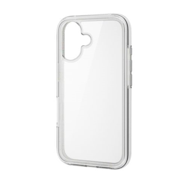 iPhone 16/ハイブリッドケース/エアバッグ/全周/MUBRAIN/リサイクルホワイト×クリア PM-A24AHVAIR2RW