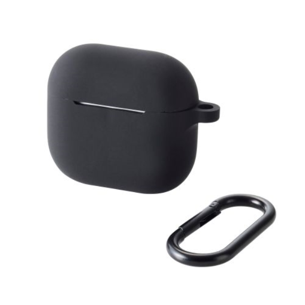 AirPods 第4世代/アクティブノイズキャンセリング搭載AirPods 第4世代/シリコンケース/カラビナ付/ブラック AVA-AP06SCBK