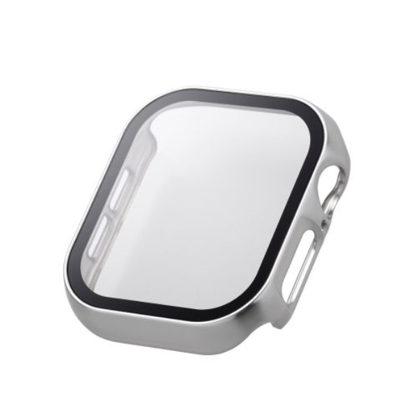 Apple Watch 42mm/フルカバーケース/プレミアムガラス/高透明/メタリック/シルバー AW-24BFCGPSV