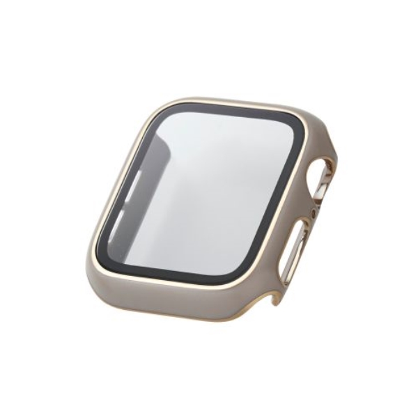 Apple Watch 40mm/フルカバーケース/&me/プレミアムガラス/高透明/ゴールドライン/グレージュ AW-23EFCGJGB