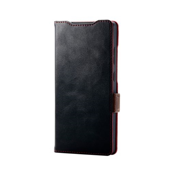 Galaxy S25 Ultra(SC-52F)/レザーケース/手帳型/ステッチ/耐衝撃/磁石付き/ブラック PM-G252PLFYBK