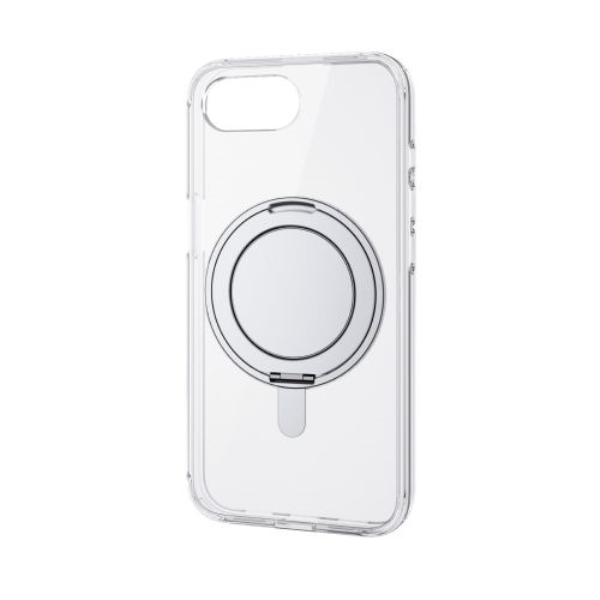 iPhone 16e/ハイブリッドケース/MAGKEEP/スタンド/クリア×シルバー PM-A25SMAGSTSV
