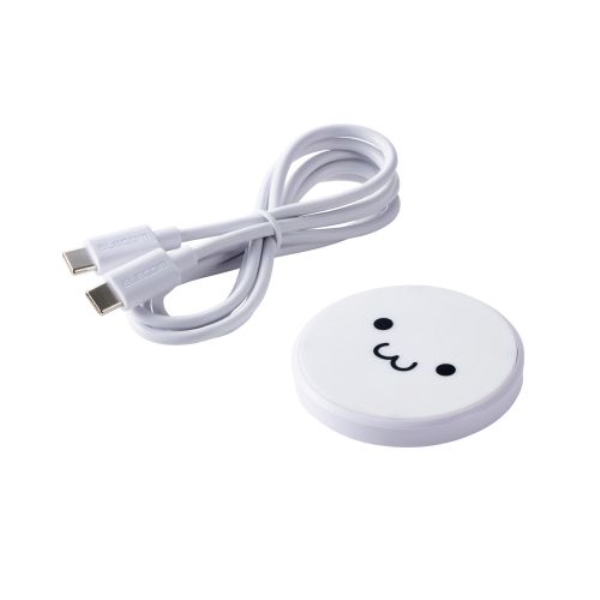Qi規格対応ワイヤレス充電器/12W/EPP規格対応/卓上/ケーブル付属/1m/しろちゃん W-QA28WF