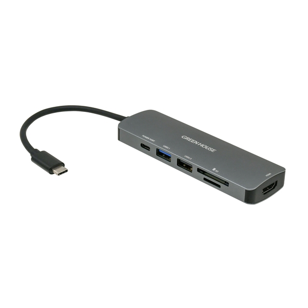 PD 60W対応 USB Type-Cドッキングステーション HDMI 4K対応 GH-MHC6A-SV