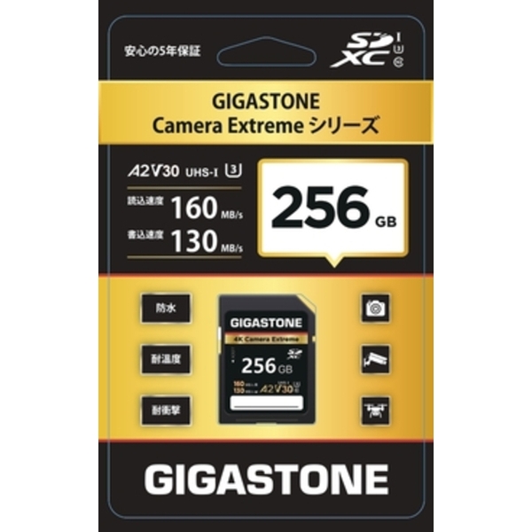 Gigastone Gigastone SD card 256GB UHS-1U3 V30 A2スペック SDカード