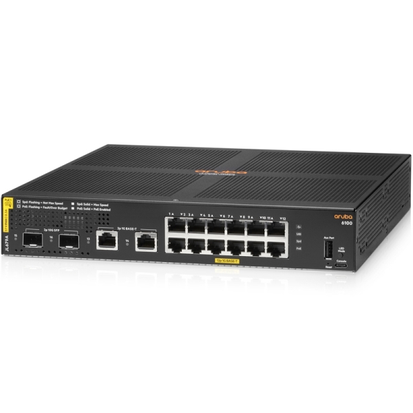 HPE Aruba Networking CX 6100 12G Class4 PoE 2G/2SFP+ 139W Switch JL679A#ACF