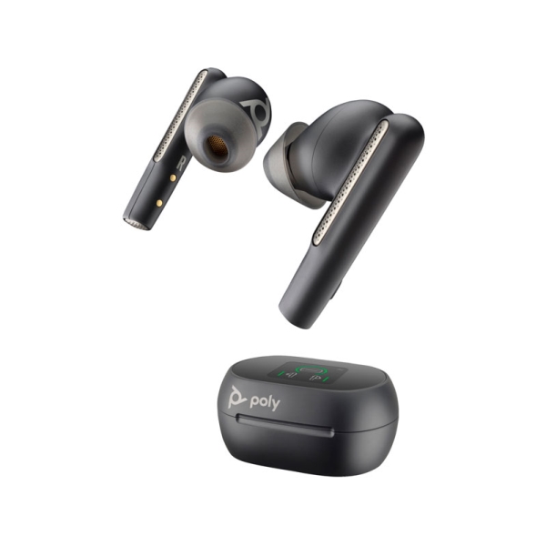 Poly Voyager Free 60+ UC Carbon Black Earbuds +BT700 USB-A Adapter +Touchscreen Charge Case 7Y8G3AA