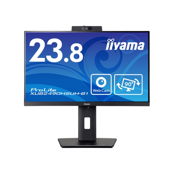 液晶ディスプレイ 23.8型/1920×1080/HDMI、DisplayPort/IPS方式パネル(ノングレア)/ HDMI × 1、DisplayPort × 1/昇降/スウィーベル/縦回転/角度調整/カメラ搭載 XUB2490HSUH-B1