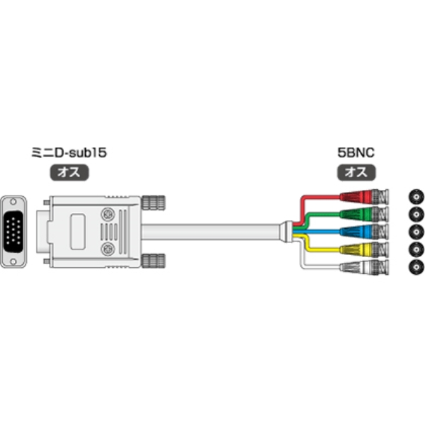 PC/AT݊@pCRTϊP[u ~jDsub15s(IX)-5BNC(IX) 6m DP-5BP6m