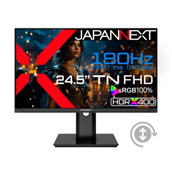 Q[~OtfBXvC 24.5^/1920×1080/HDMI×2ADP×1/ubN/Xs[J[L/2Nۏ JN-245GT180FHDR-HSP