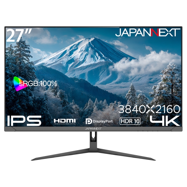 JAPANNEXT 27型/3840×2160/HDMI×2、DP×1/ブラック/スピーカー有/2年
